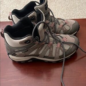 Merrell Gray and Pink Athletic Shoes for Rugged Terrain